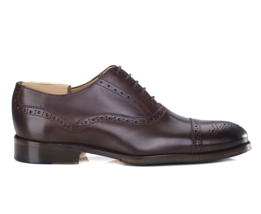 Zapato Oxford para hombre con suela de piel Chocolate patinado - HILCOTT PATIN