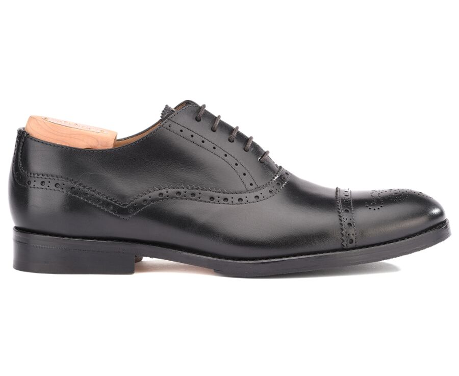 Zapato Oxford para hombre Negro Suela de piel con patín - HILCOTT PATIN