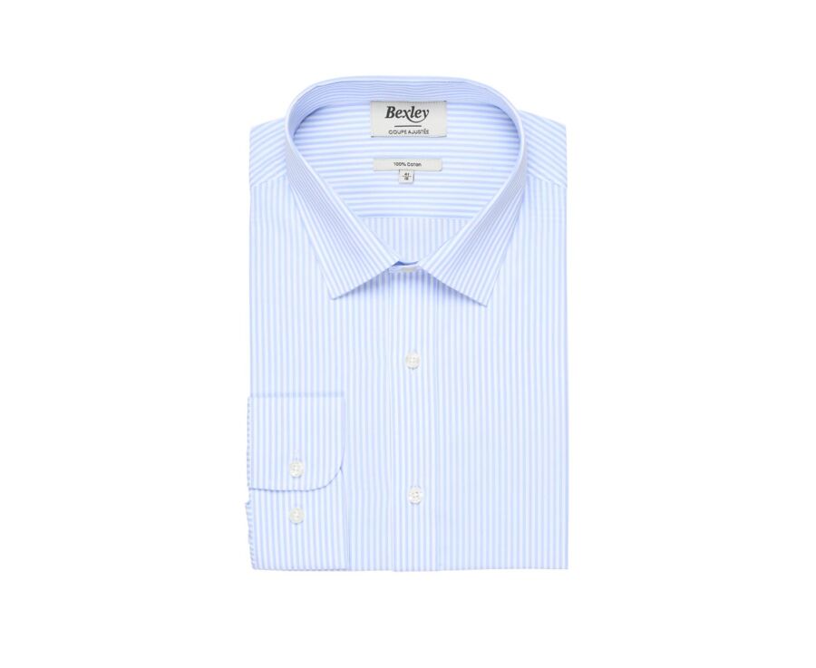 Camisa de algodón a rayas Celeste y Blanco - MAXIMILIEN