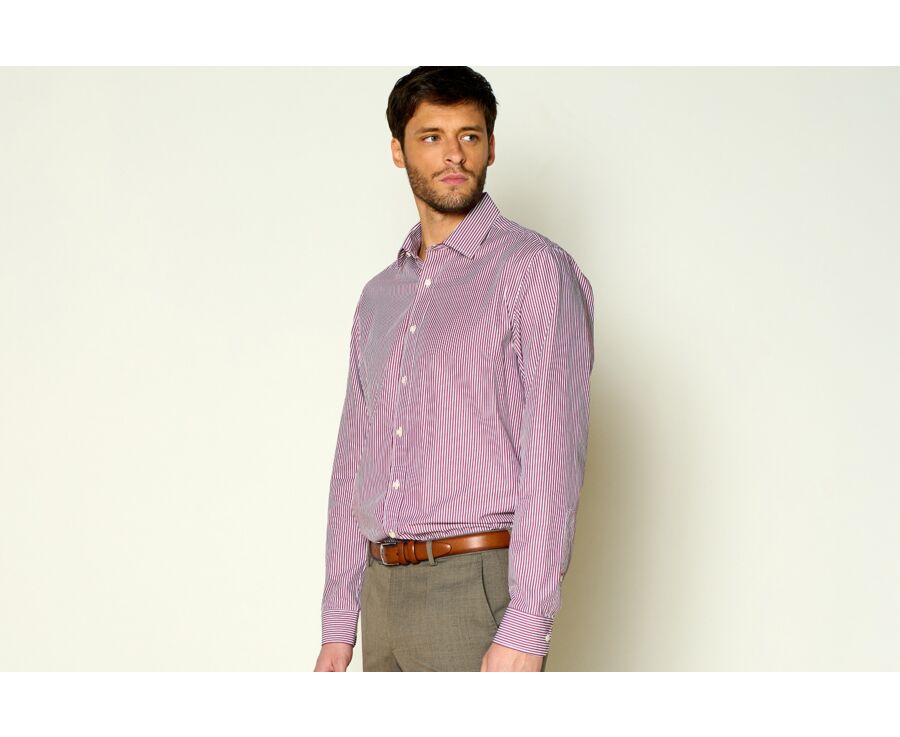 Camisa de algodón rayas Burdeos y Blanco - MAXIMILIEN