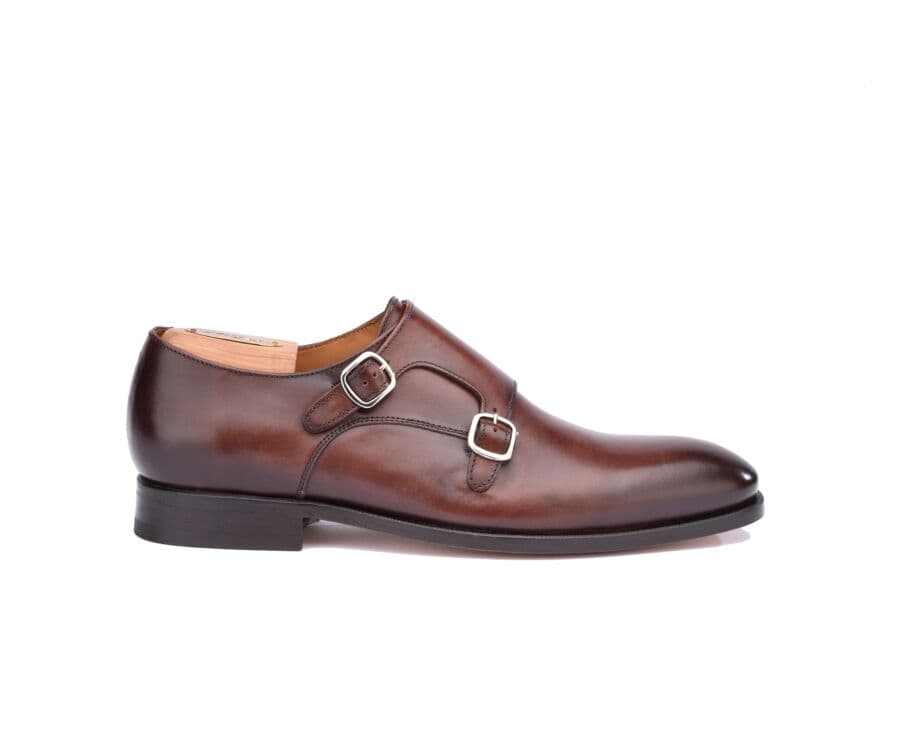 Zapatos de hombre con doble hebilla Chocolate patinado - CHIGWELL
