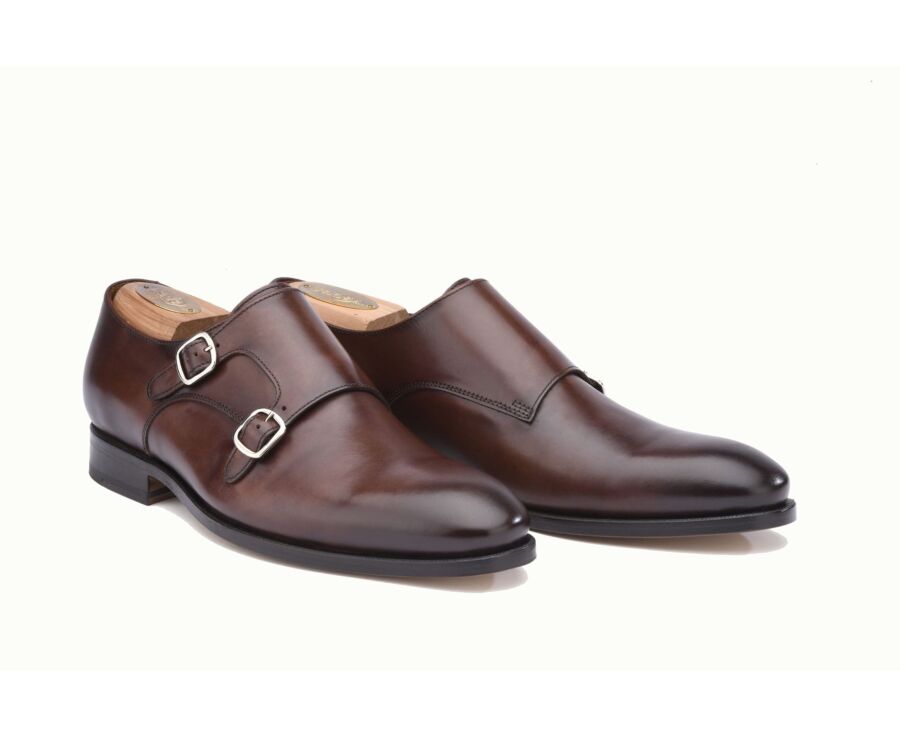 Zapatos de hombre con doble hebilla Chocolate patinado - CHIGWELL