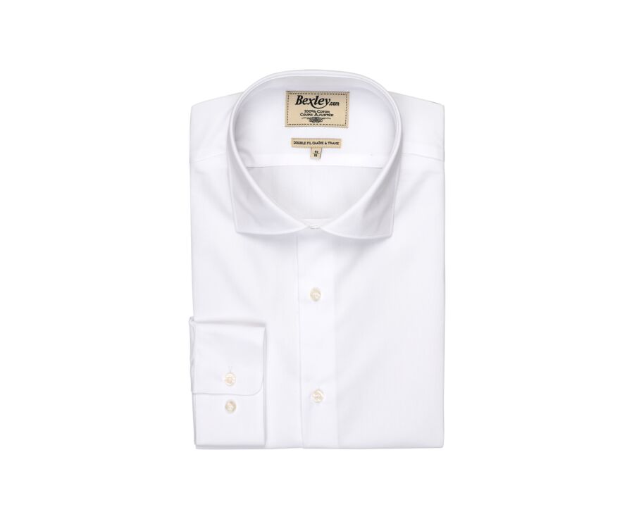 Camisa de popelina de algodón blanca - Cuello italiano - LUDOVICO CLASSIC