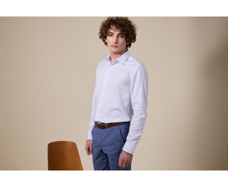 Camisa de popelina tejida blanca - FIACRE