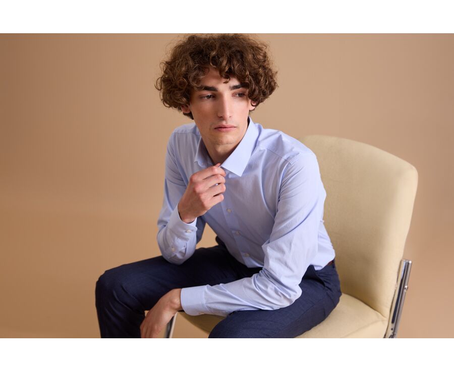 Camisa blanca con rayas azules - ANSELME