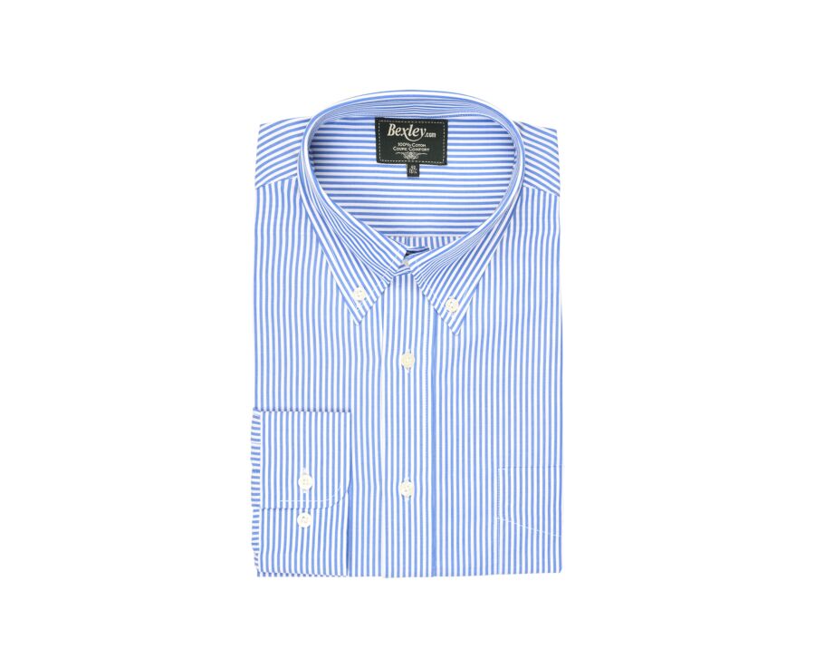 Camisa de algodón a rayas azules - Cuello americano - MARLON
