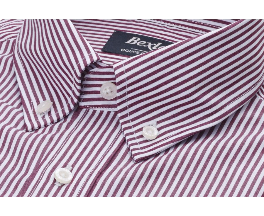 Camisa de popelina para hombre – Cuadros Burdeos y Blanco - MARLON