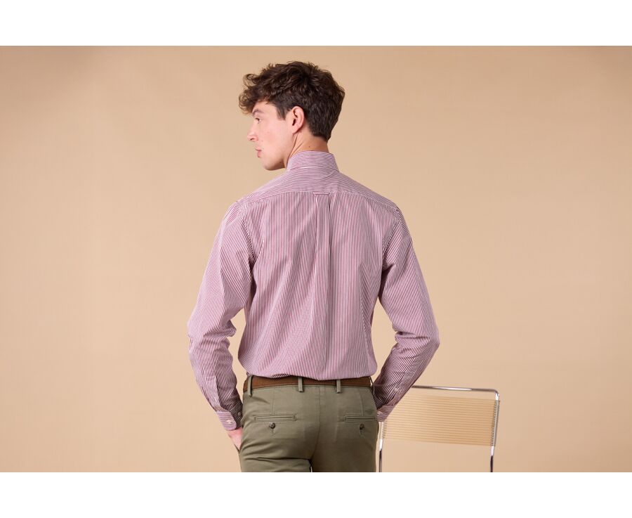 Camisa de popelina para hombre – Cuadros Burdeos y Blanco - MARLON