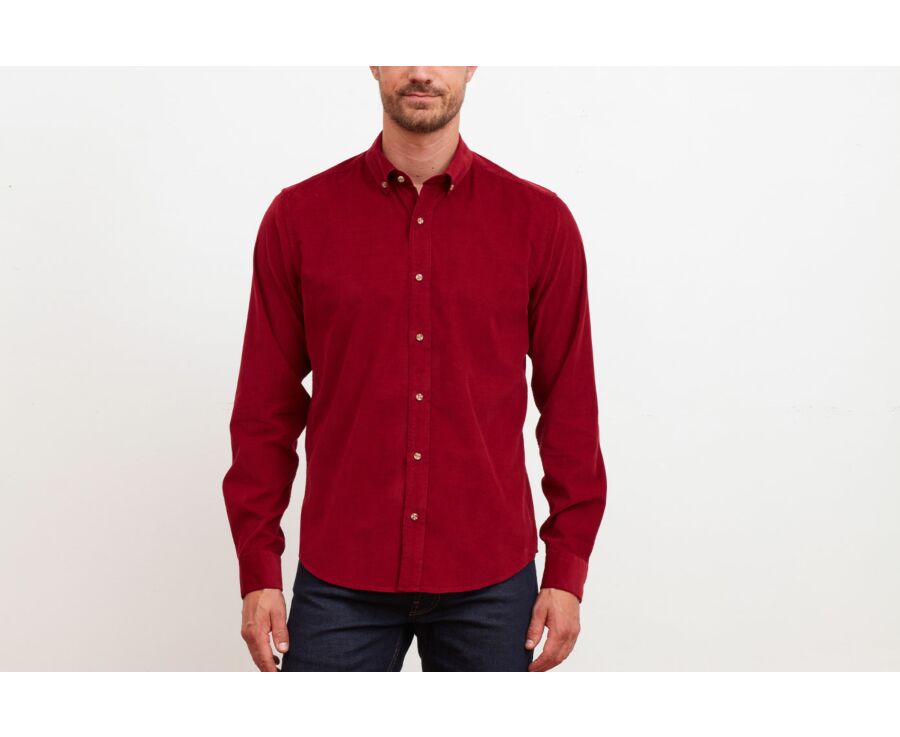 Camisa de terciopelo Rojo oscuro - Cuello americano - WAYNE
