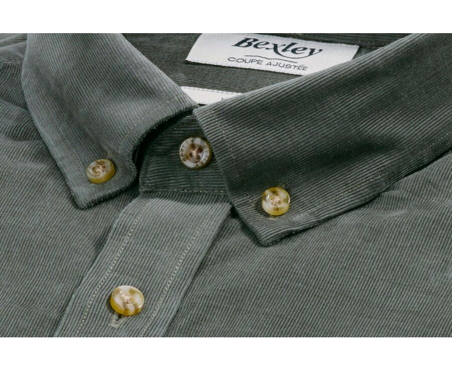 Camisa de terciopelo Verde tila - Cuello americano - WAYNE
