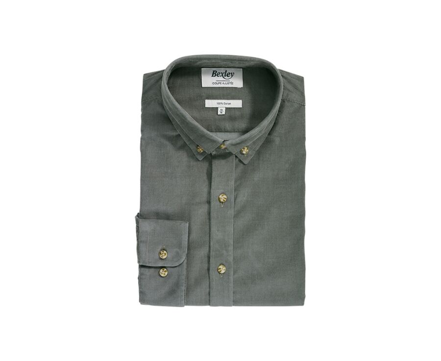 Camisa de terciopelo Verde tila - Cuello americano - WAYNE
