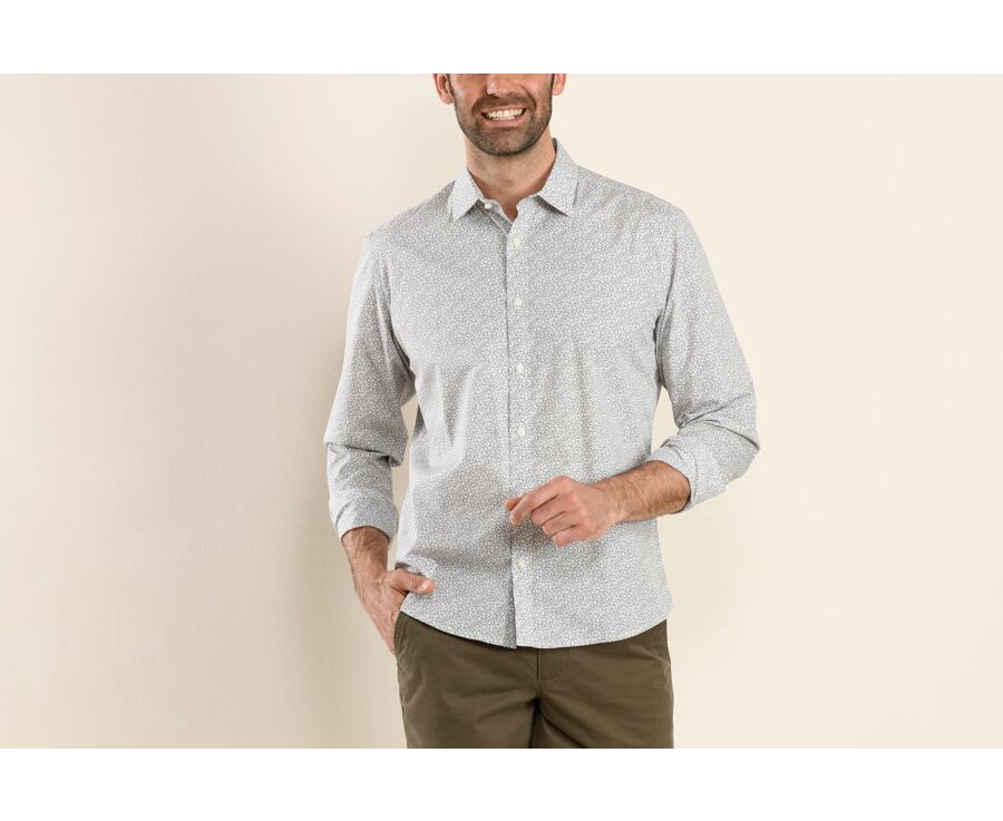 Camisa de algodón Topo con motivos blancos y azules - EDALBERT