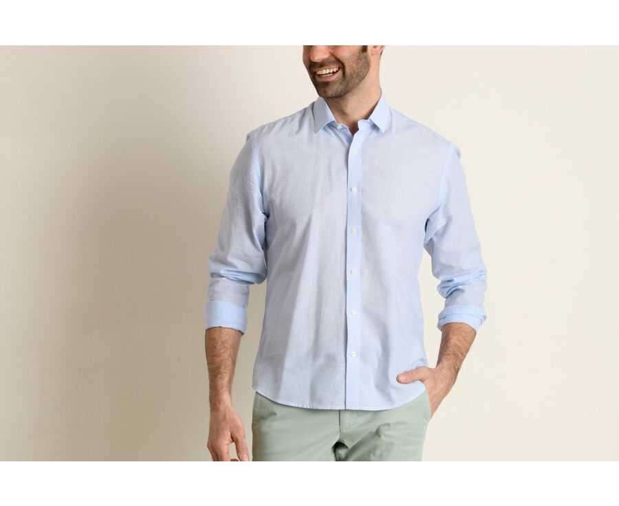 Camisa de lino y algodón a rayas azules y blancas - CLÉBERT