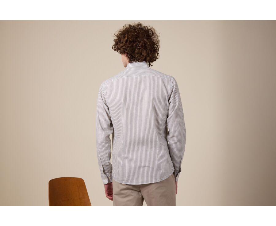 Camisa de algodón/lino Chambray verde tilo y blanco - EDIBERT