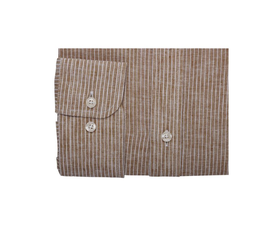 Camisa de algodón/lino Chambray camel con ribete blanco - EDIBERT