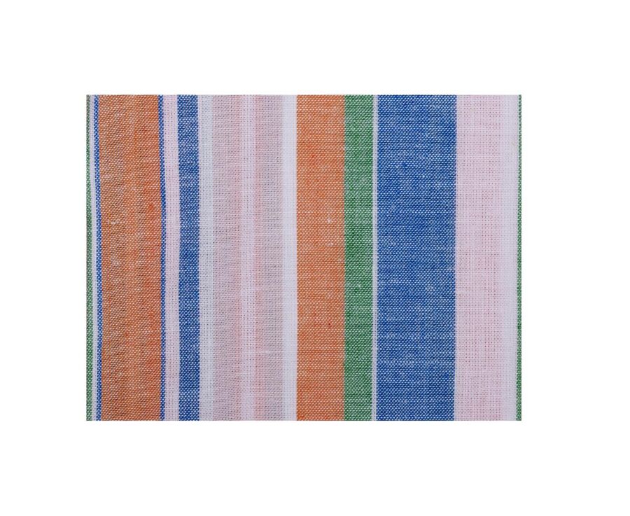 Camisa de algodón/lino Chambray azul, naranja y verde - EDIBERT