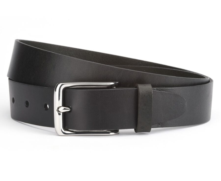 Cinturón de piel para hombre Negro - WESTWOOD II SILVER