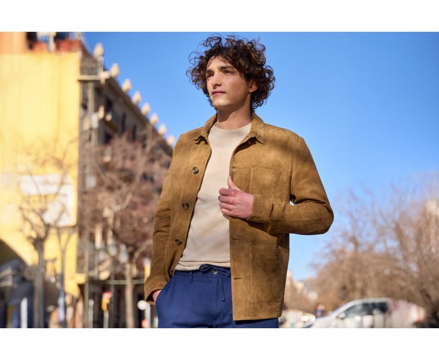 Chaqueta de cuero para hombre Tabaco - FAUSTIN