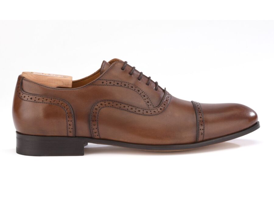 Zapatos Oxford para hombre Suela de piel castaña patinada - ALLINGTON