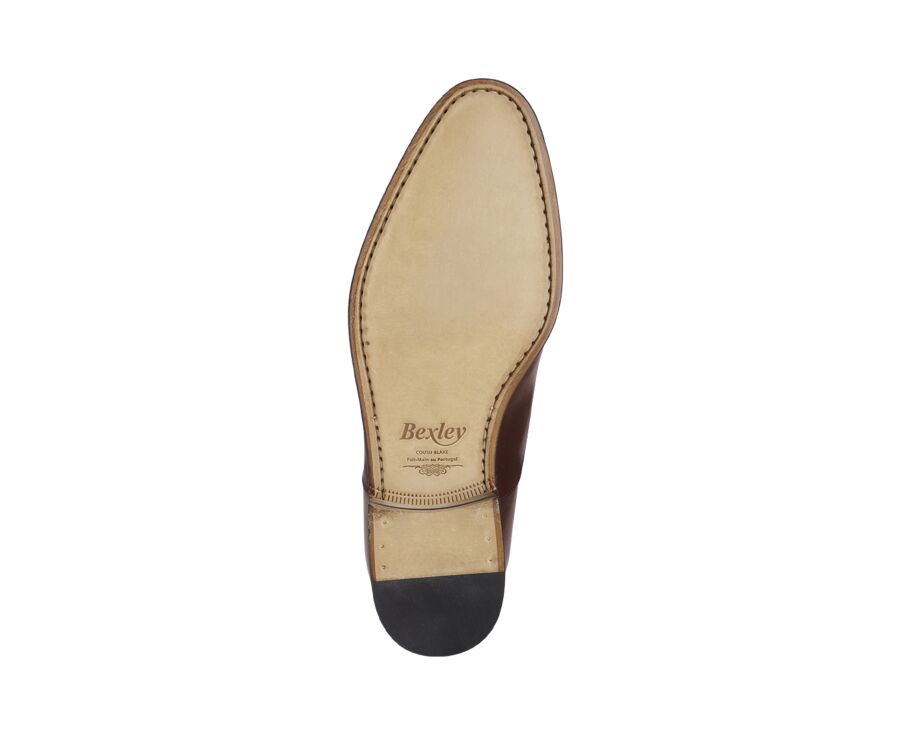 Zapato Oxford para hombre con suela de piel Coñac patinado - WINFORD