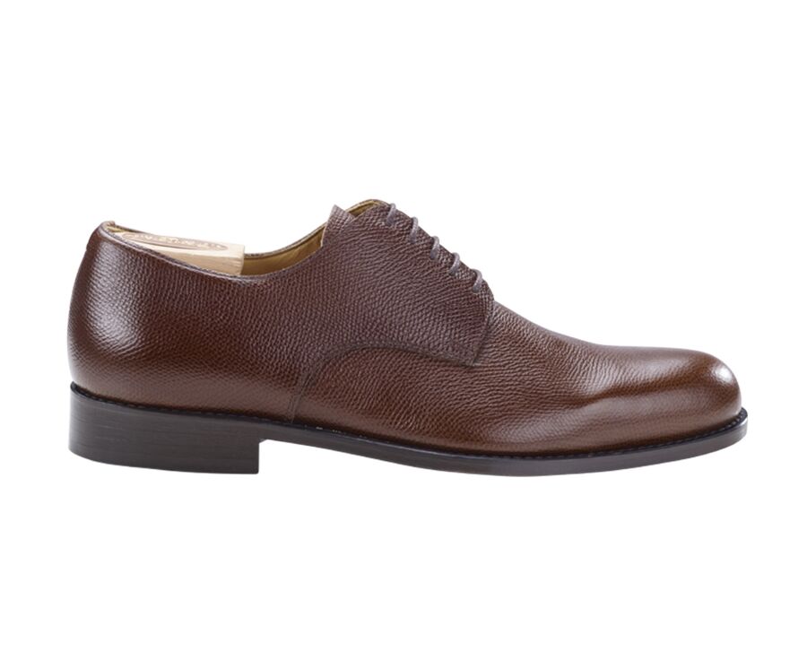 Zapatos derby Castaño granulado para hombre con suela de cuero - DOVER