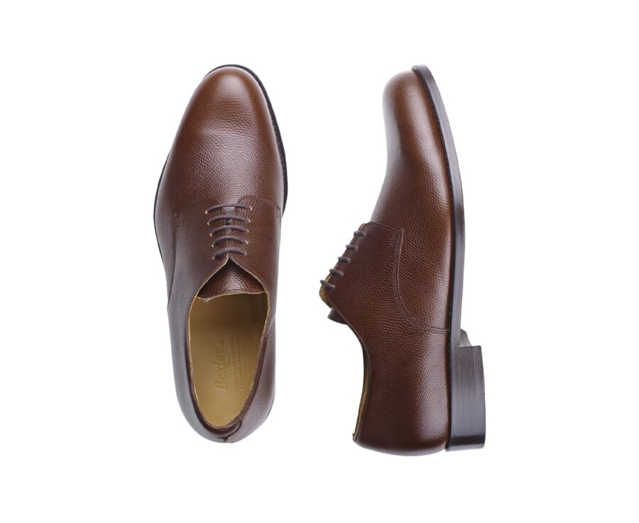 Zapatos derby Castaño granulado para hombre con suela de cuero - DOVER