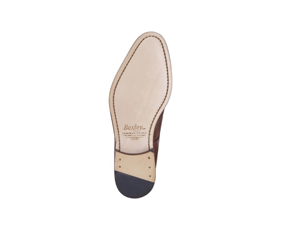 Zapatos derby Castaño granulado para hombre con suela de cuero - DOVER