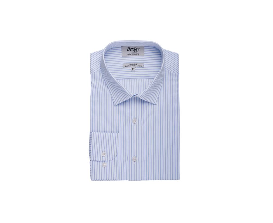 Camisa blanca con rayas Azul Claro - GEOFFROY