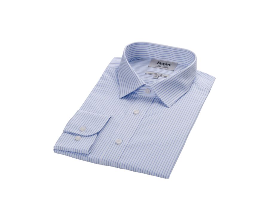 Camisa blanca con rayas Azul Claro - GEOFFROY