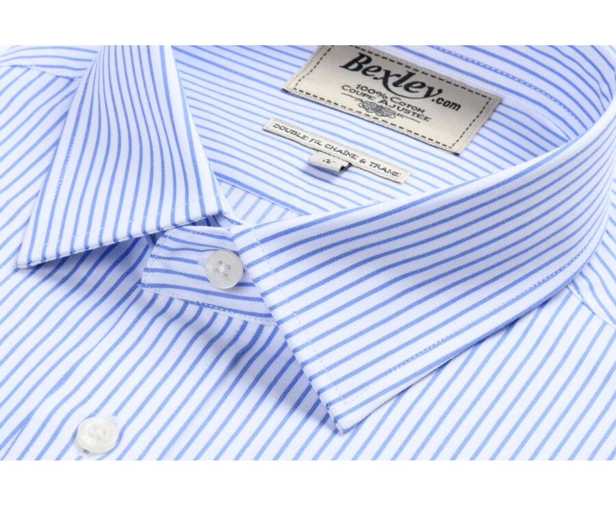 Camisa blanca con rayas azules - GEOFFROY