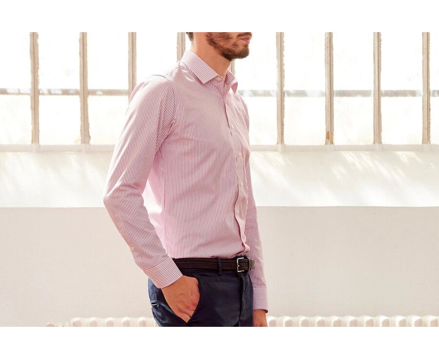 Camisa blanca con rayas rojas - GEOFFROY