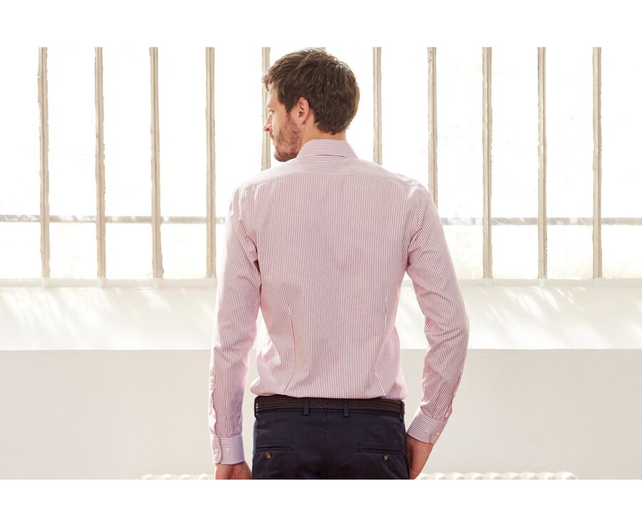 Camisa blanca con rayas rojas - GEOFFROY