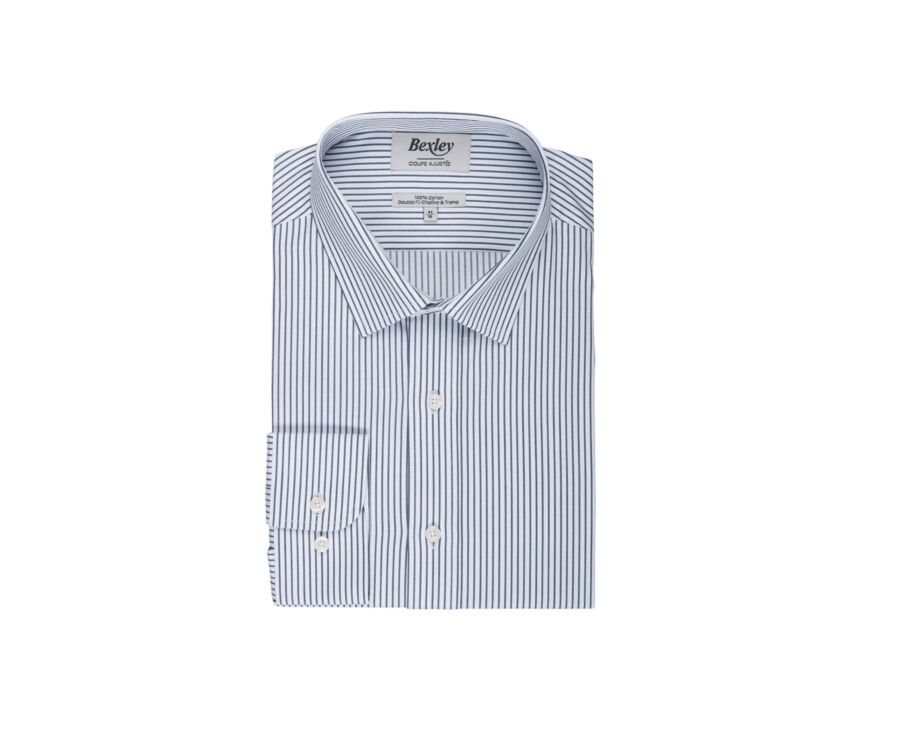 Camisa blanca con rayas Verde oscuros - GEOFFROY