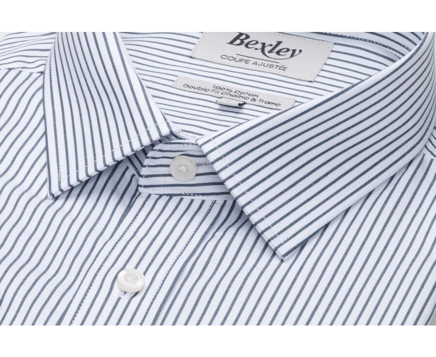 Camisa blanca con rayas Verde oscuros - GEOFFROY
