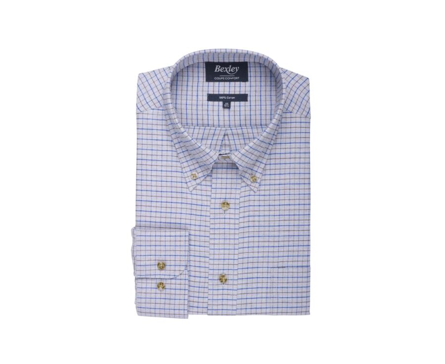 Camisa de sarga de cuadros gris - Bolsillo en el pecho - BENETT