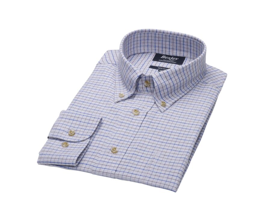 Camisa de sarga de cuadros gris - Bolsillo en el pecho - BENETT