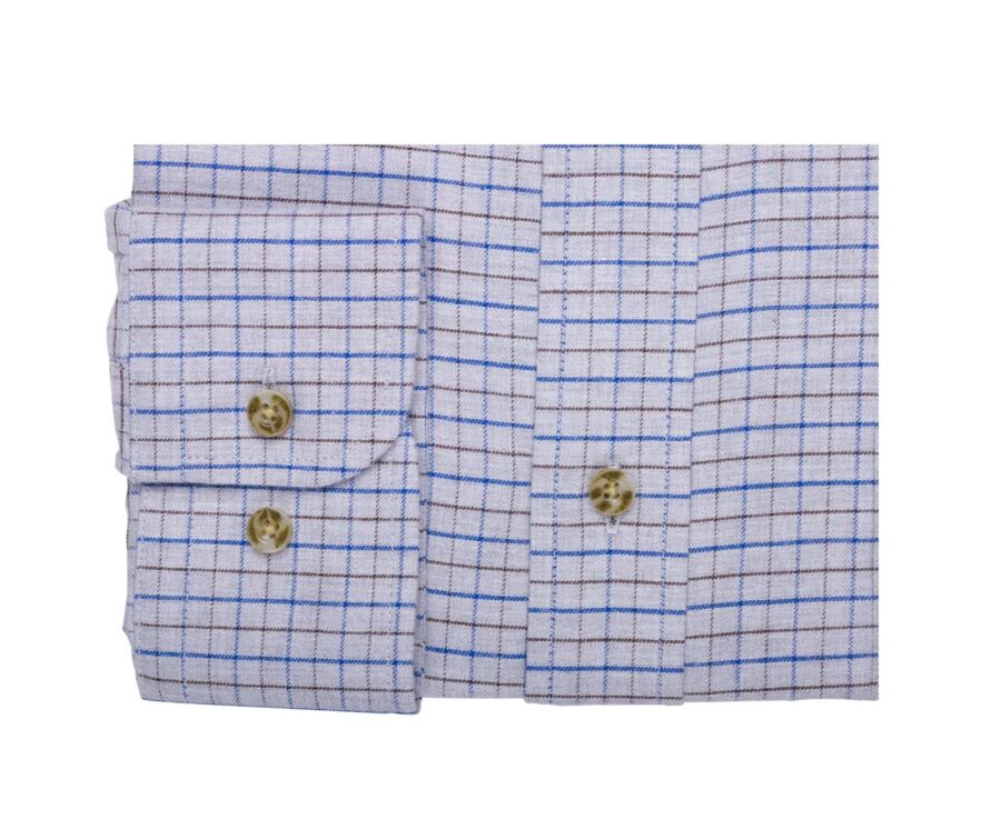 Camisa de sarga de cuadros gris - Bolsillo en el pecho - BENETT