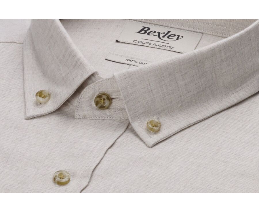 Camisa de hombre en Franela Crudo - Bolsillo en el pecho - ALEXANDER