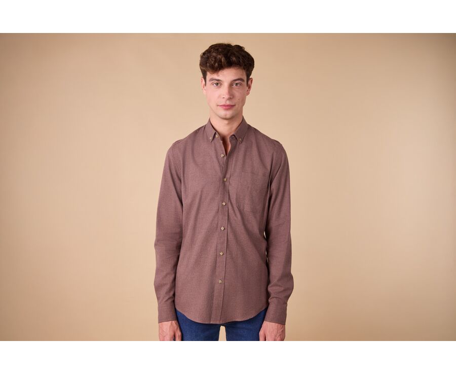 Camisa de hombre en Franela Marrón moca - ALEXANDER