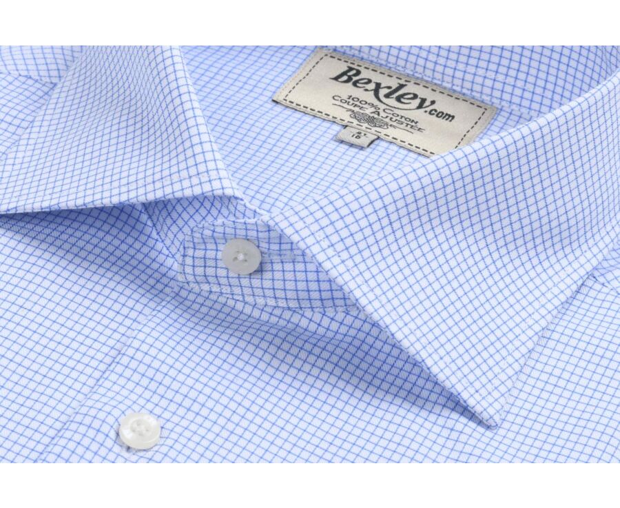 Camisa blanca con pequeños cuadros azules - SALVATORE