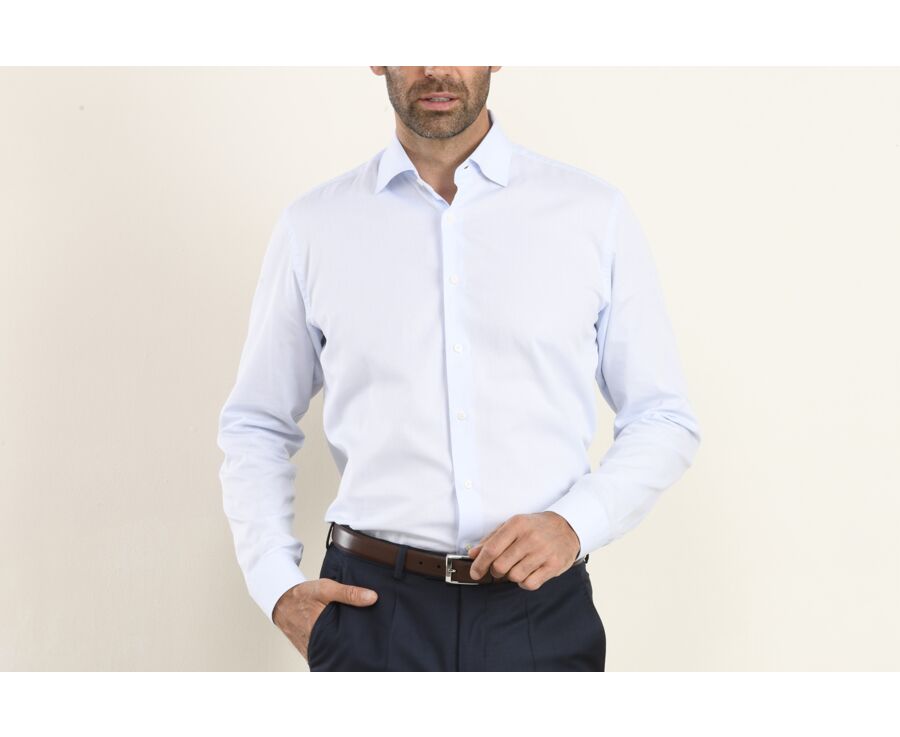 Camisa de algodon Azul claro Cuello italiano Angelo Bexley
