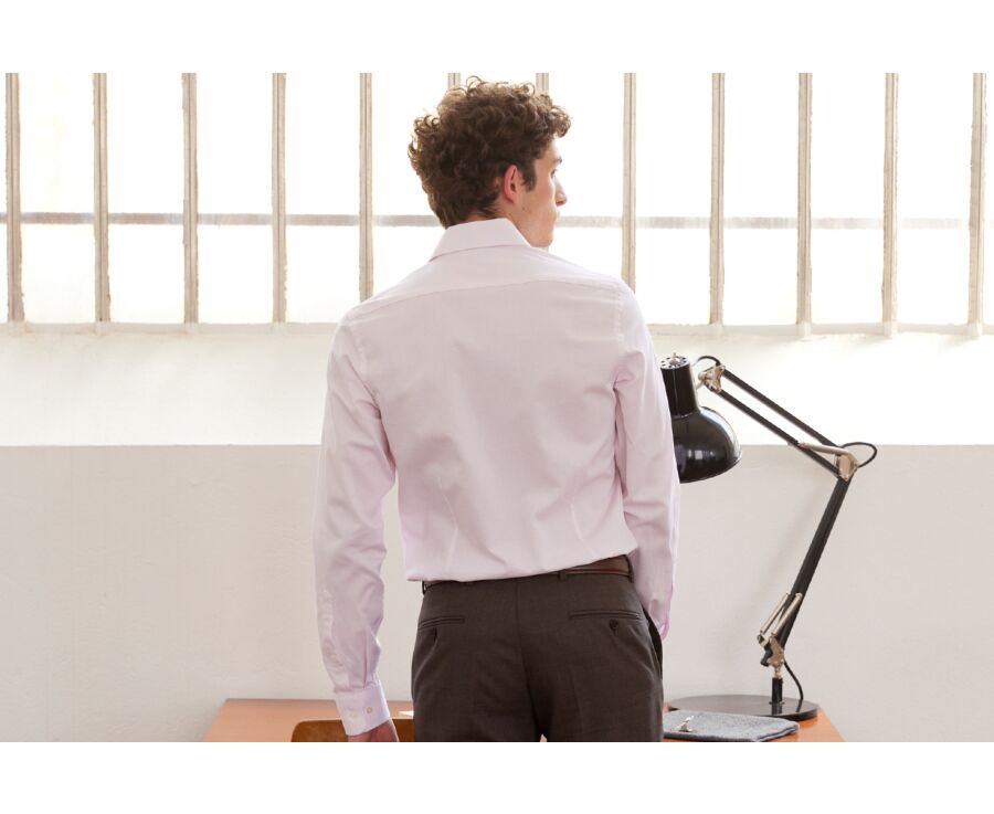 Camisa Oxford Rosa claro y Blanco - Cuello italiano - ERNESTO