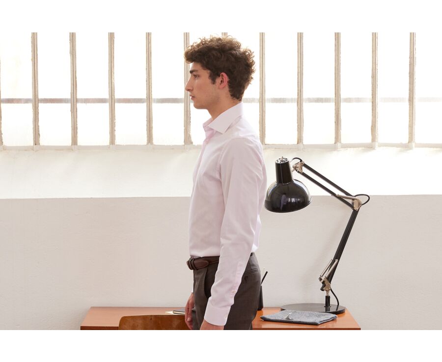 Camisa Oxford Rosa claro y Blanco - Cuello italiano - ERNESTO