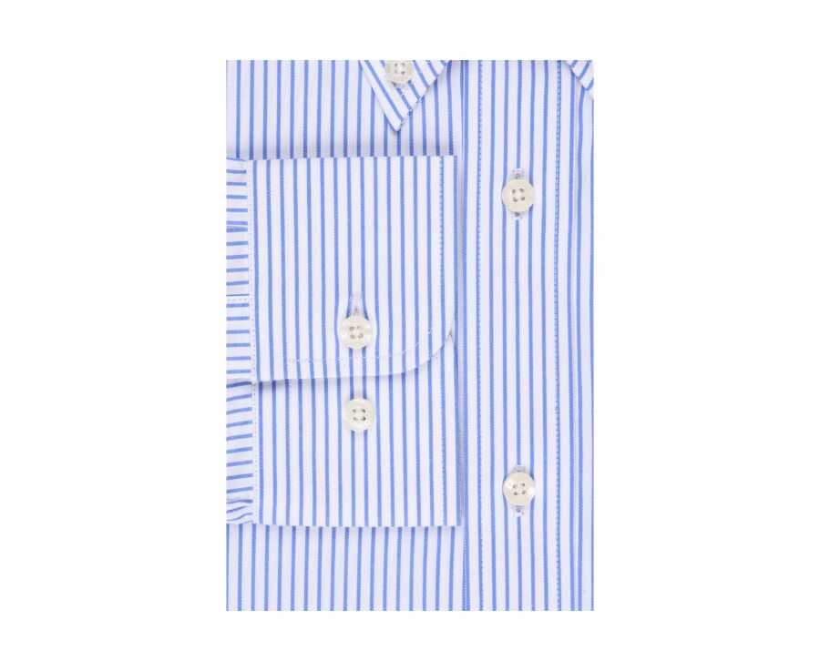 Camisa blanca de rayas azules con bolsillo en el pecho - BRODERICK