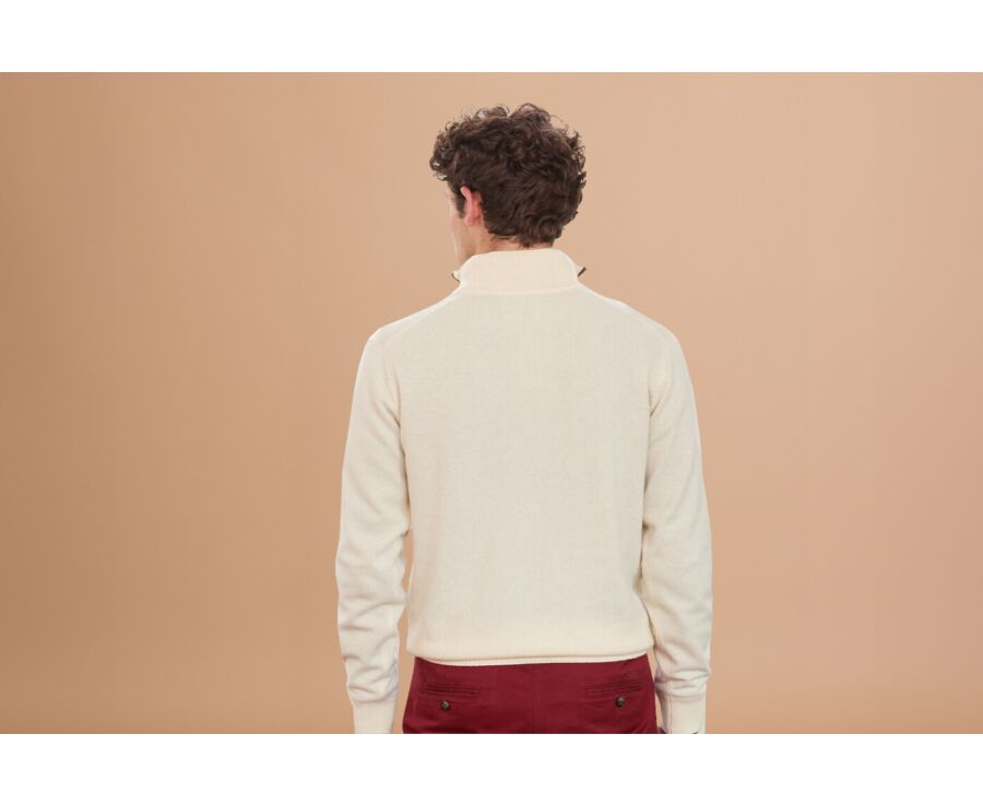 Jersey de lana para hombre con cuello cremallera Crudo - KEITHY