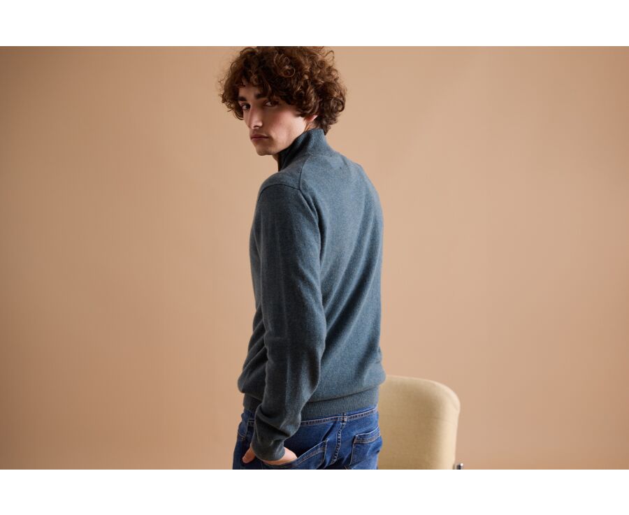 Jersey de lana para hombre con cuello cremallera Verde Moteado - KEITHY