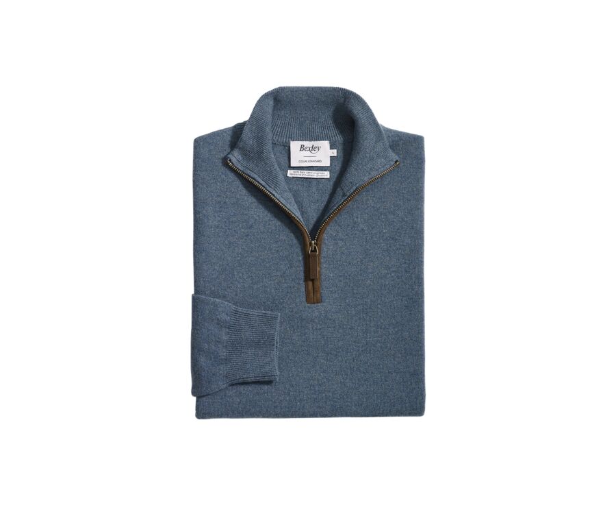 Jersey de lana para hombre con cuello cremallera Verde Moteado - KEITHY