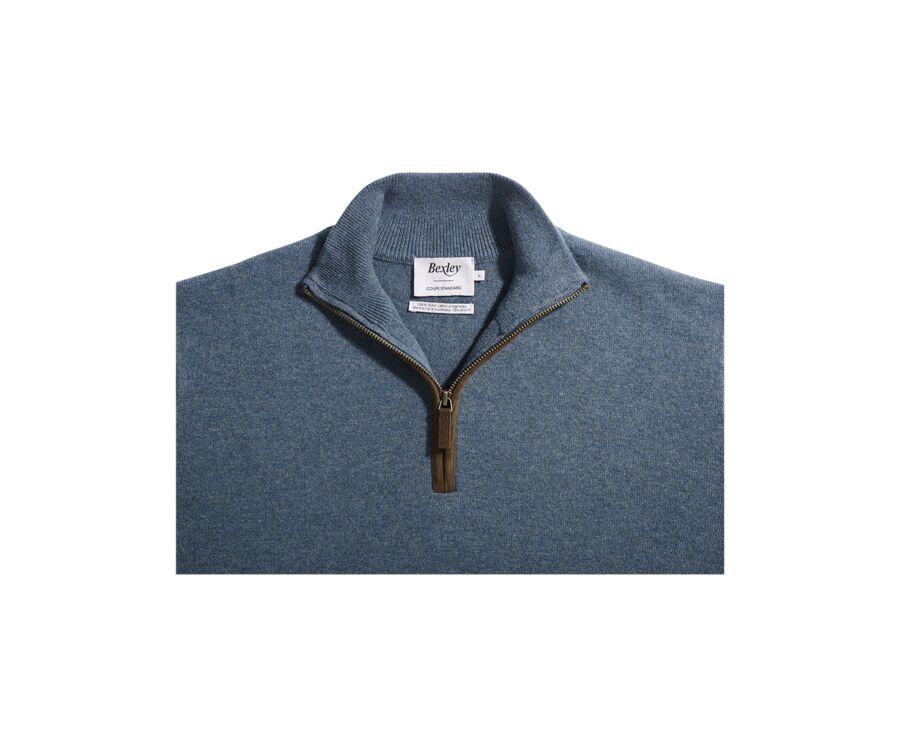 Jersey de lana para hombre con cuello cremallera Verde Moteado - KEITHY