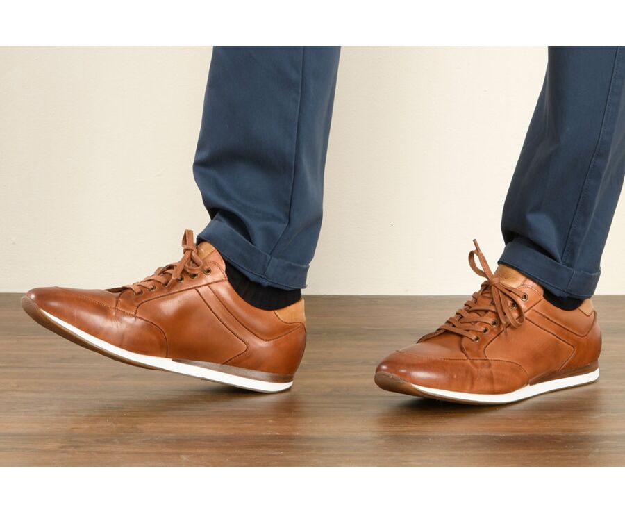 Zapatillas de hombre en piel Castaño patinado - BELBARA