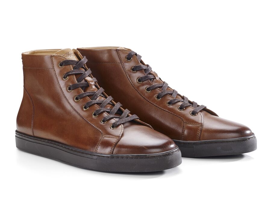 Zapatillas altas para hombre de piel Castaño oscuro patinado - HAWTHORNE